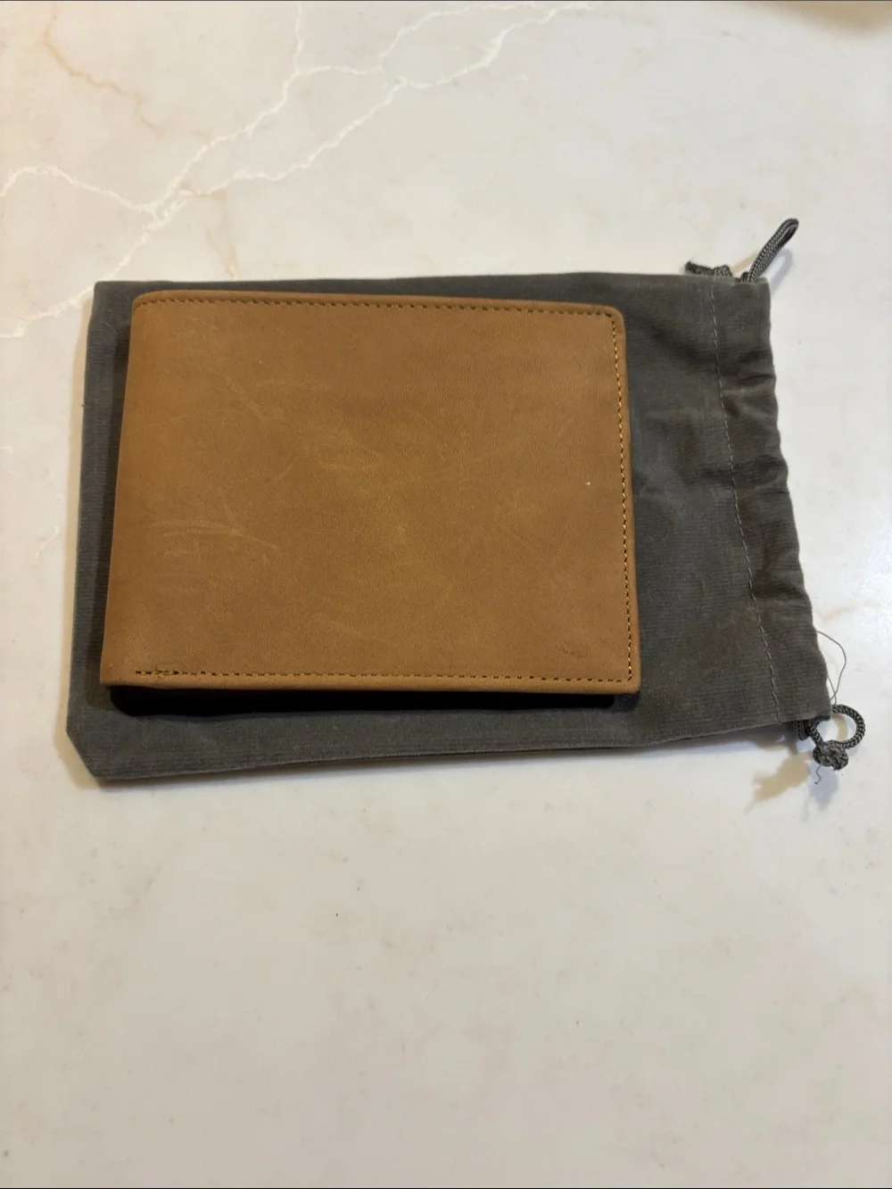 Classic Suede Men's Bifold Leather Wallet with Inscription to Son Tan with Dusty